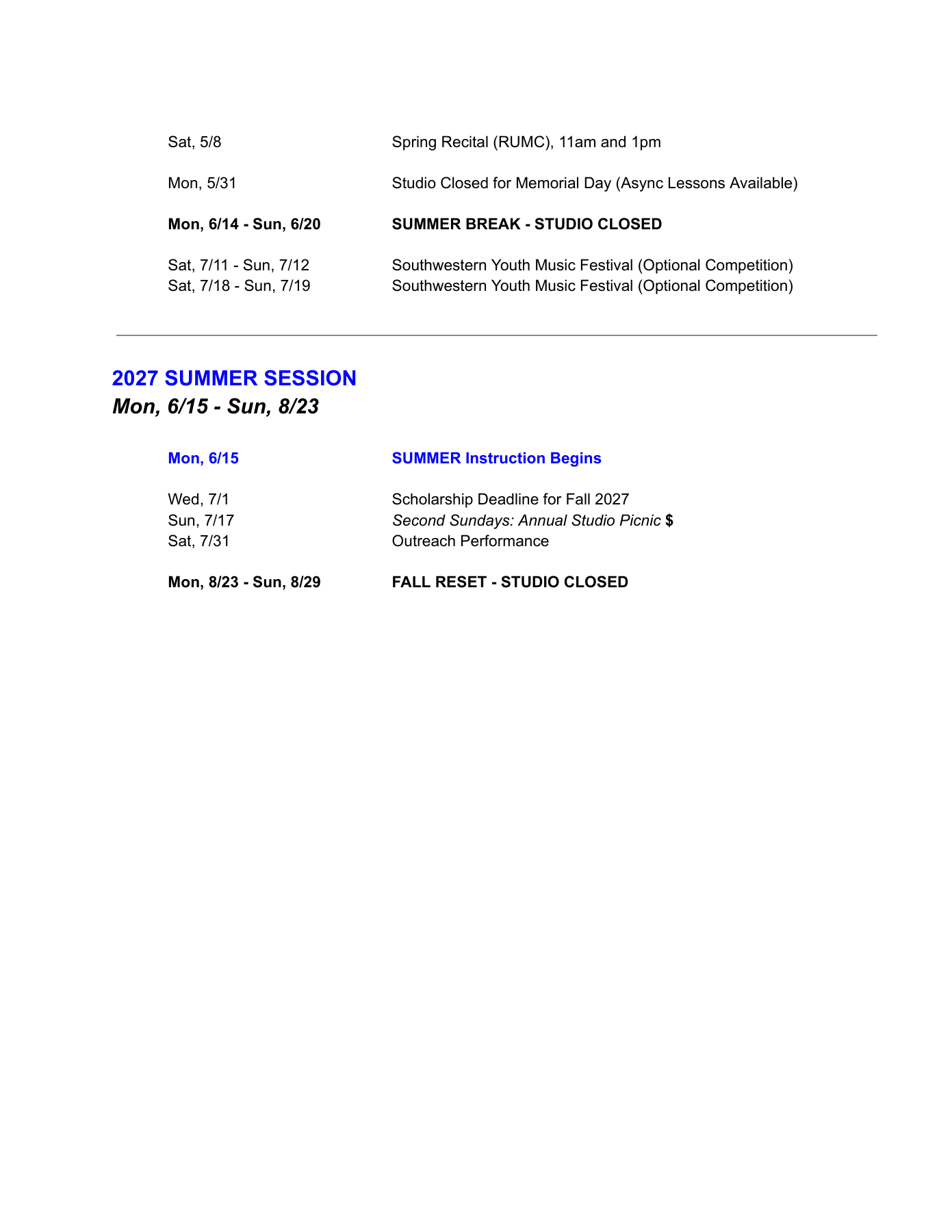 2026–2027 SBMC Calendar, page 2 of 2